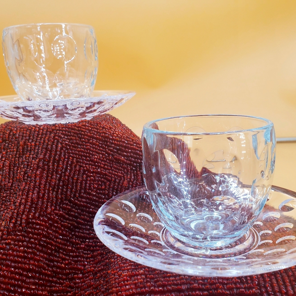 Set Of 2 Guzzini Venice Bubble Expresso Cup w/Saucer, Made In Italy (C21)**